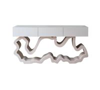 birene Tavolino da ingresso in legno massello da 63" con cassetti for corridoio e soggiorno(White)