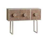 birene Tavolo d'ingresso vintage in legno massello con contenitore, credenza in ferro stile fattoria