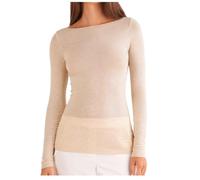 BIRIKKINA Maglia in Modal e Cashmere Manica Lunga - Scollo a Barca - Sottogiacca Donna (IT, Testo, L, Regular, Regular, Miele)
