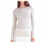 BIRIKKINA Maglia in Modal e Cashmere Manica Lunga - Scollo a Barca - Sottogiacca Donna (IT, Testo, XL, Regular, Regular, Panna)