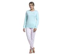 BIRIKKINA Pigiama Donna Cotone Lungo - Pigiama Donna Cotone Leggero Estivo Manica Lunga