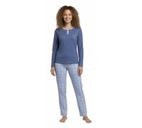BIRIKKINA Pigiama Donna Cotone Lungo - Pigiama Donna Cotone Leggero Estivo Manica Lunga (IT, Testo, M, Regular, Regular, 6109 Blu)