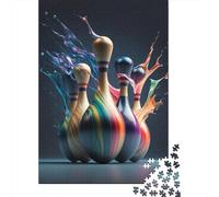 Birilli da Bowling Colorati Puzzle 1000 Pezzi Carta per Adulti Schizzi Dinamici Gioco di Puzzle per Famiglia Decorazione Regalo 38x26cm/1000pcs