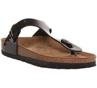 Birkenstock Gizeh Birko-Flor, Sandali Unisex - Adulto, Nero (Schwarz Lack), 39 (Normale)