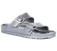 Birkenstock Sandali Arizona Essentials EVA argento metallizzato unisex - 38 stretti EU, Argento metallizzato, 7-7.5 Narrow Women/5-5.5 Narrow Men