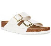 Birkenstock Arizona Punta Anello Cinturino Pelle Donna Sandali Bianco Vernice UK
