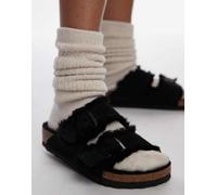 Birkenstock - Arizona - Sandali unisex in camoscio e montone neri-Nero 35