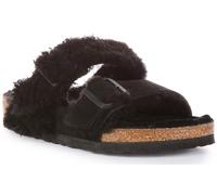 Birkenstock Arizona Split Teddy Parti Rive Logo Unisex Sandalo Nero UK 4-8