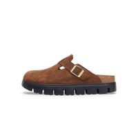 Birkenstock Scarpe Donna Sabot Boston PAP Chunky in Suede Dark Tea/Black Taglia Scarpa: 39