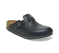BIRKENSTOCK Boston Pro Zoccoli in pelle - Scarpe professionali certificate di alta qualità per medicina, catering e servizio, Nero , 43 EU