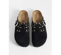 Birkenstock Boston sabot in suede con rivetti neri-Nero 38