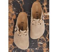 Birkenstock Boston sabot intrecciato in suede taupe-Neutro 40