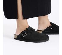 BIRKENSTOCK BOSTON SHEARLING CORDUROY BLACK PANTOFOLE PELO PELLE SCAMOSCIATA A C