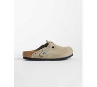 Birkenstock - Boston - Zoccoli in camoscio color tortora con borchie-Grigio 36