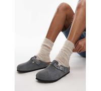 Birkenstock - Boston - Zoccoli intrecciati in camoscio color grigio basalto 35