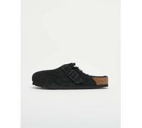 Birkenstock - Boston - Zoccoli unisex neri in camoscio con interno in montone-Marrone 40