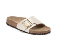 Birkenstock Sandali Donna, Modello Catalina, Tomaia in Birko-Flor, Apertura Slip-on, Fibbia in Metallo, Interno in Cuoio, Soletta in Sughero, Suola in Eva, Calzata Stretta, Colore Perla