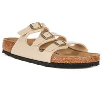Birkenstock Florida Bs Triple Fibbia In Pelle Sandalo Da Donna In Beige UK 4 - 9