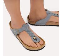 BIRKENSTOCK GIZEH BRAIDED BASALT GREY CIABATTE INFRADITO IN PELLE INTRECCIATA GR