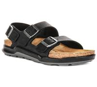 Birkenstock Milano Crosstow In Pelle Oiled Unisex Sandalo Nero UK 7 - 12