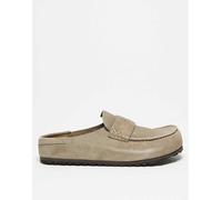 Birkenstock - Naples - Mocassini unisex avvolgenti in camoscio color talpa-Neutro 41