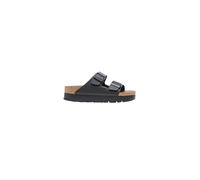 Birkenstock Sandali unisex, modello Arizona Platform, tomaia in Birko-Flor, cinturini regolabili con fibbie in metallo, interni in pelle, suola in Eva, con zeppa, colore Black