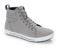 BIRKENSTOCK Scarpa professionale con lacci alla caviglia, classe di protezione 02, resistente all'olio e alla benzina, antistatica, tomaia in pelle, modello QO 700 1011249, grigio., 45 EU