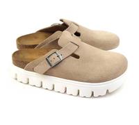 Birkenstock Scarpe Donna Sabot Boston PAP Chunky in Suede Warm Sand D25BI01 1026176 37