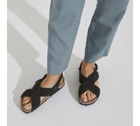 BIRKENSTOCK TULUM SANDALO IN CAMOSCIO DOPPIA FIBBIA NERO