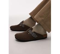 Birkenstocks - Boston - Zoccoli in camoscio marroni con fascetta a contrasto-Marrone 43