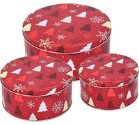 Birkmann 438903 - Set di 3 contenitori per pasticceria natalizia, in latta rotonda, misura M, L, XL