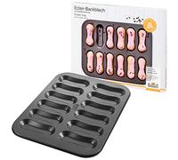 Birkmann, Eclair 210233 - Teglia da forno per 12 eclair e biscotti con rivestimento antiaderente di alta qualità, senza BPA, con ricetta, 35 x 27 cm