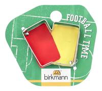 Birkmann - Stampino per biscotti da calcio, in acciaio inox, 4,5 cm, su scheda per carte EM, carta gialla e carta rossa
