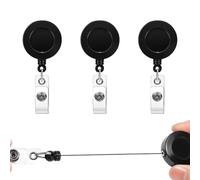 BIRLOZA 3 Pezzi Portachiavi Retrattile ad Alte Prestazioni Estensibile Filo d'Acciaio, Resistente Clip a Bobina Estensibile in Metallo Portabadge Retrattili per Affari e Esposizione (70cm)