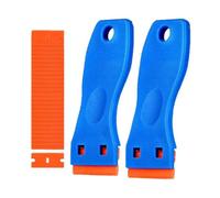 BIRLOZA Raschietto Vetro 2 Pezzi Raschietto Plastica con 20 Lame in Plastica Vetroceramica Professionale Spatola Vetro Lame per Colla Colore Decalcomanie Piano Cottura e Forno Blu