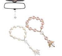 BIRLOZA Rosario per auto con angelo custode,ciondolo per specchietto retrovisore,angelo guardiano,decorazione per interni auto,ciondolo portafortuna auto,accessorio per auto,regalo angelo custode