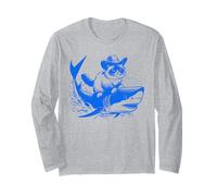 Birman Cat Riding Shark - Divertente gatto cowboy amante Maglia a Manica