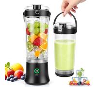 Birnetek Frullatore Portatile, 600 ml Ricaricabile Juicer Cup, con 6 Lame, 2 Modalità di Miscelazione e Batteria da 4000 mAh, per Frullati, Frullati Proteici, Miscele di Frutta
