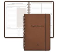 BIROYAL Agenda settimanale non datata, formato A5, agenda settimanale con lista delle cose da fare, grande campo per appunti, 64 fogli in tedesco con copertina rigida