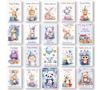 BIROYAL Set di 27 biglietti di compleanno per bambini con busta, biglietti di compleanno per ragazzi e ragazze, biglietto di auguri per bambini