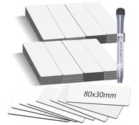 BIROYAL Strisce magnetiche scrivibili, 8 x 3 cm, colore bianco, 50 pezzi, magnetici, autoadesive, per lavagne, frigoriferi, lavagne magnetiche