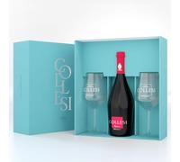 Birra Artigianale Collesi - Confezione Regalo con 2 Calici - 1 Bottiglia 0,75 L Rossa (Belgian Style Dubbel 8%) + 2 Calici da Degustazione