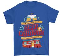 Birra E Caravan Kinda Fine Settimana Divertente Uomo T-Shirt 100% Cotone