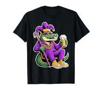 Birra Mardi Gras Alligator Jester Cajun Cocodrie Krewes Gator Maglietta