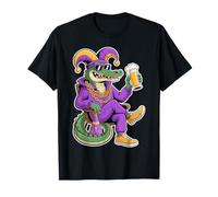 Birra Mardi Gras Alligator Jester Cajun Cocodrie Krewes Gator Maglietta
