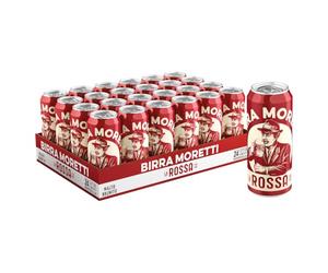 Birra Moretti La Rossa, Cassa con 24 Lattine da 50 irra Bock a Bassa Fermentazione, Gusto Morbido e Pieno con un Retrogusto di Caramello e Liquirizia, Gradazione 7,2% Vol