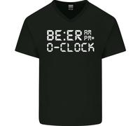 Birra Oclock Divertente Alcol Drunk Umoristica Uomo Scollo A V Cotone T-Shirt
