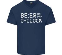 Birra Oclock Divertente Alcol Drunk Umoristica Uomo Scollo A V Cotone T-Shirt