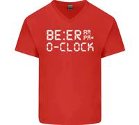 Birra Oclock Divertente Alcol Drunk Umoristica Uomo Scollo A V Cotone T-Shirt