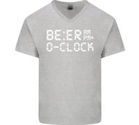 Birra Oclock Divertente Alcol Drunk Umoristica Uomo Scollo A V Cotone T-Shirt